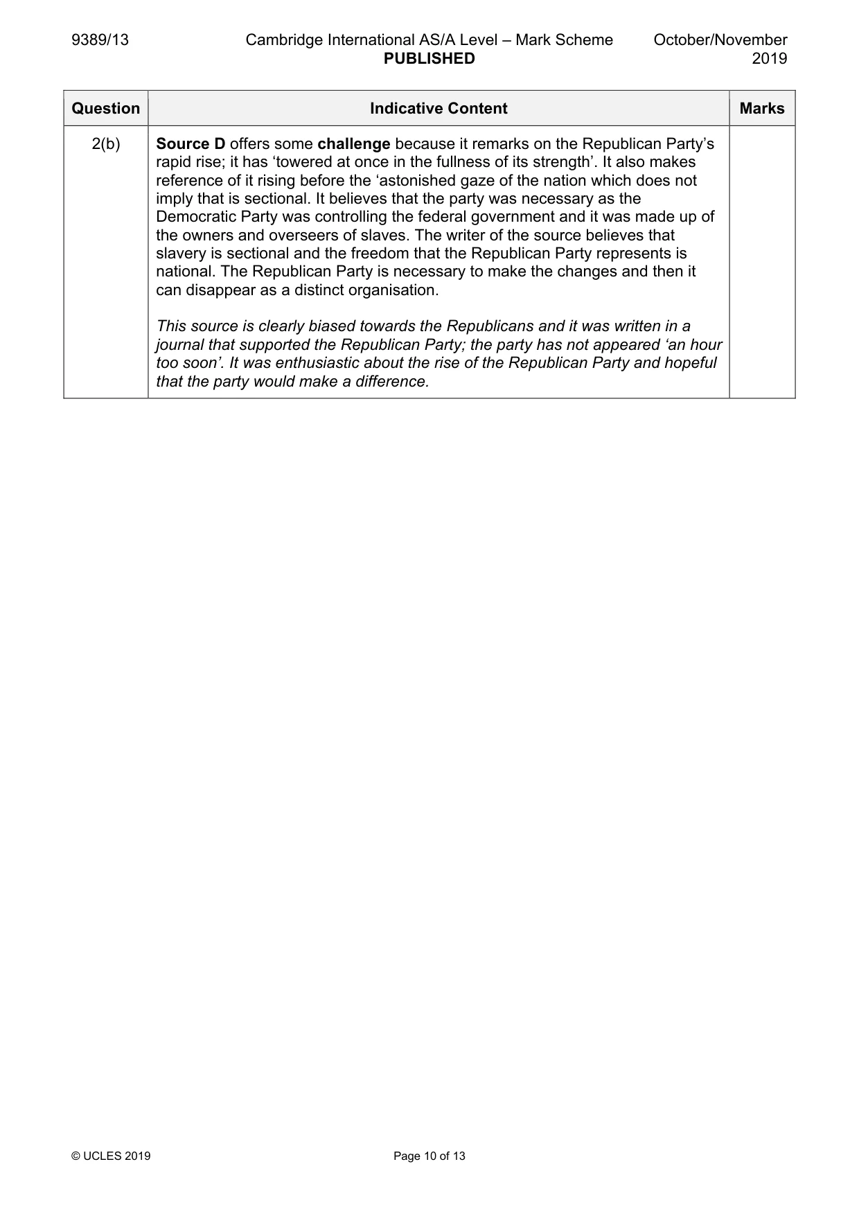Mark scheme, page 10 of 13