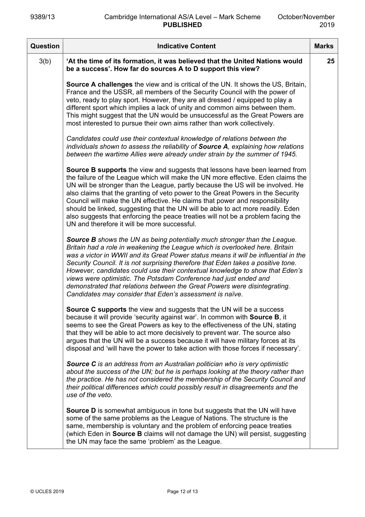 Mark scheme, page 12 of 13