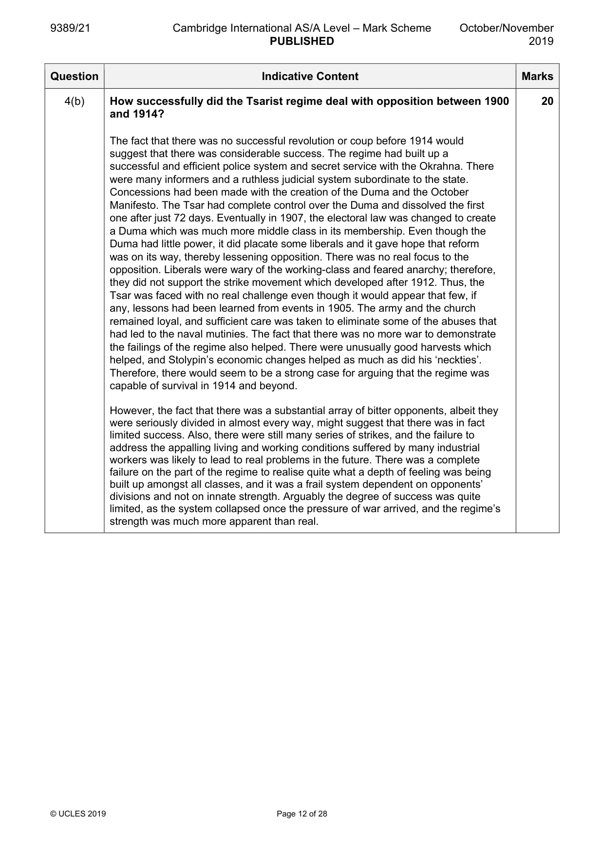 Mark scheme, page 12 of 28