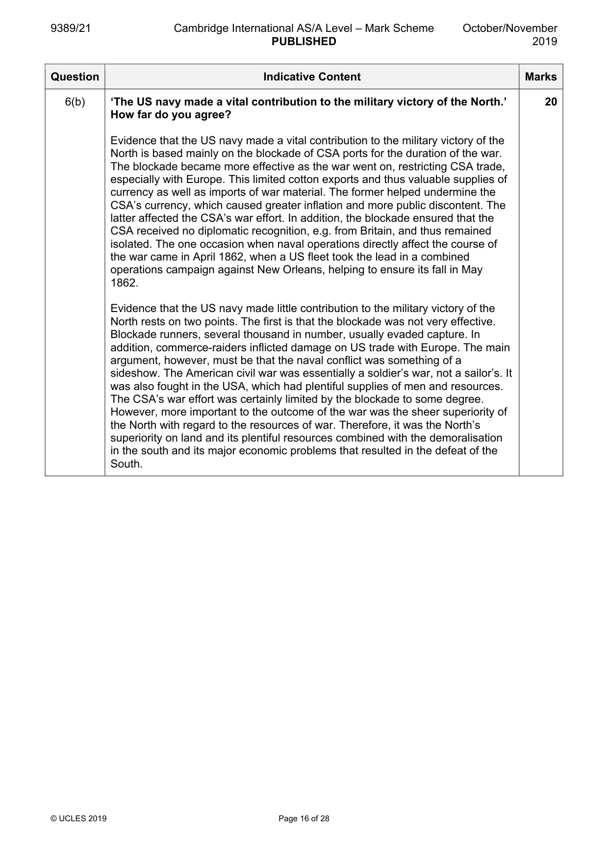 Mark scheme, page 16 of 28