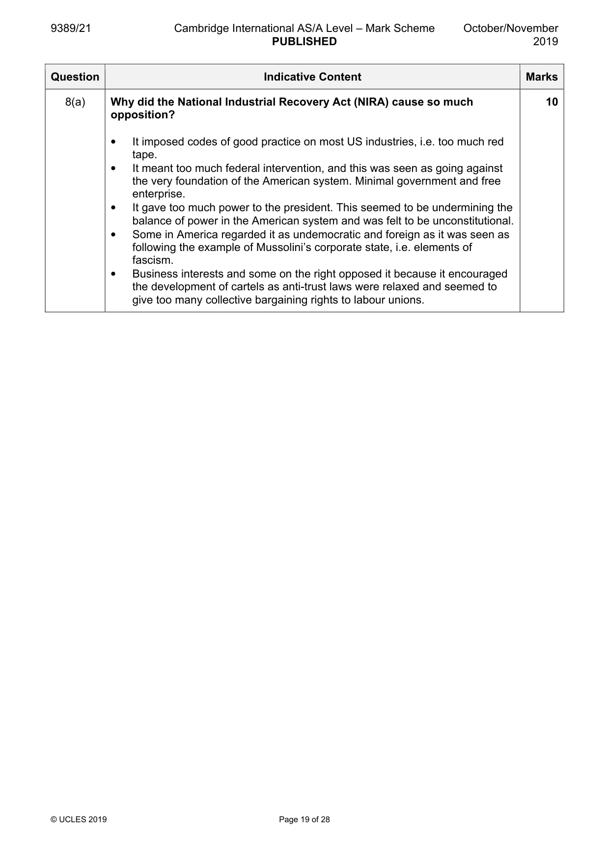 Mark scheme, page 19 of 28