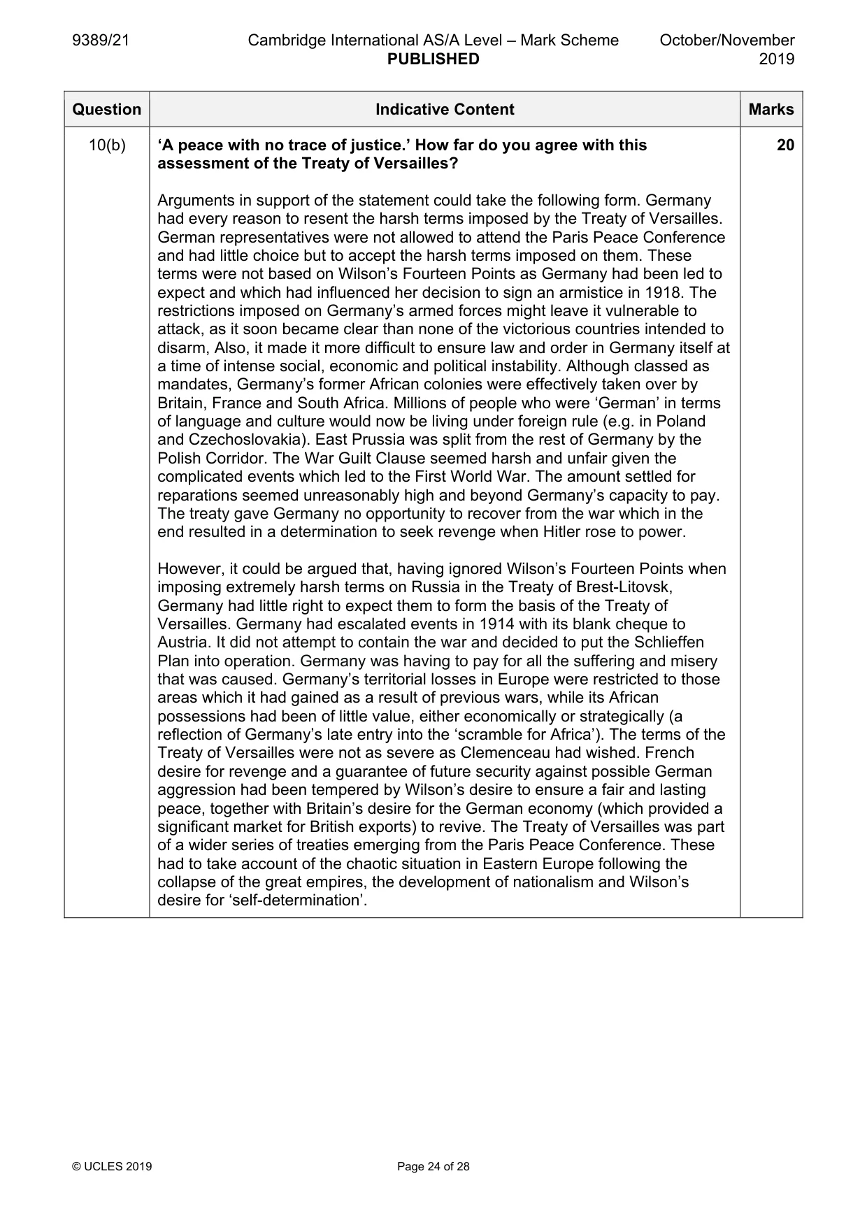 Mark scheme, page 24 of 28