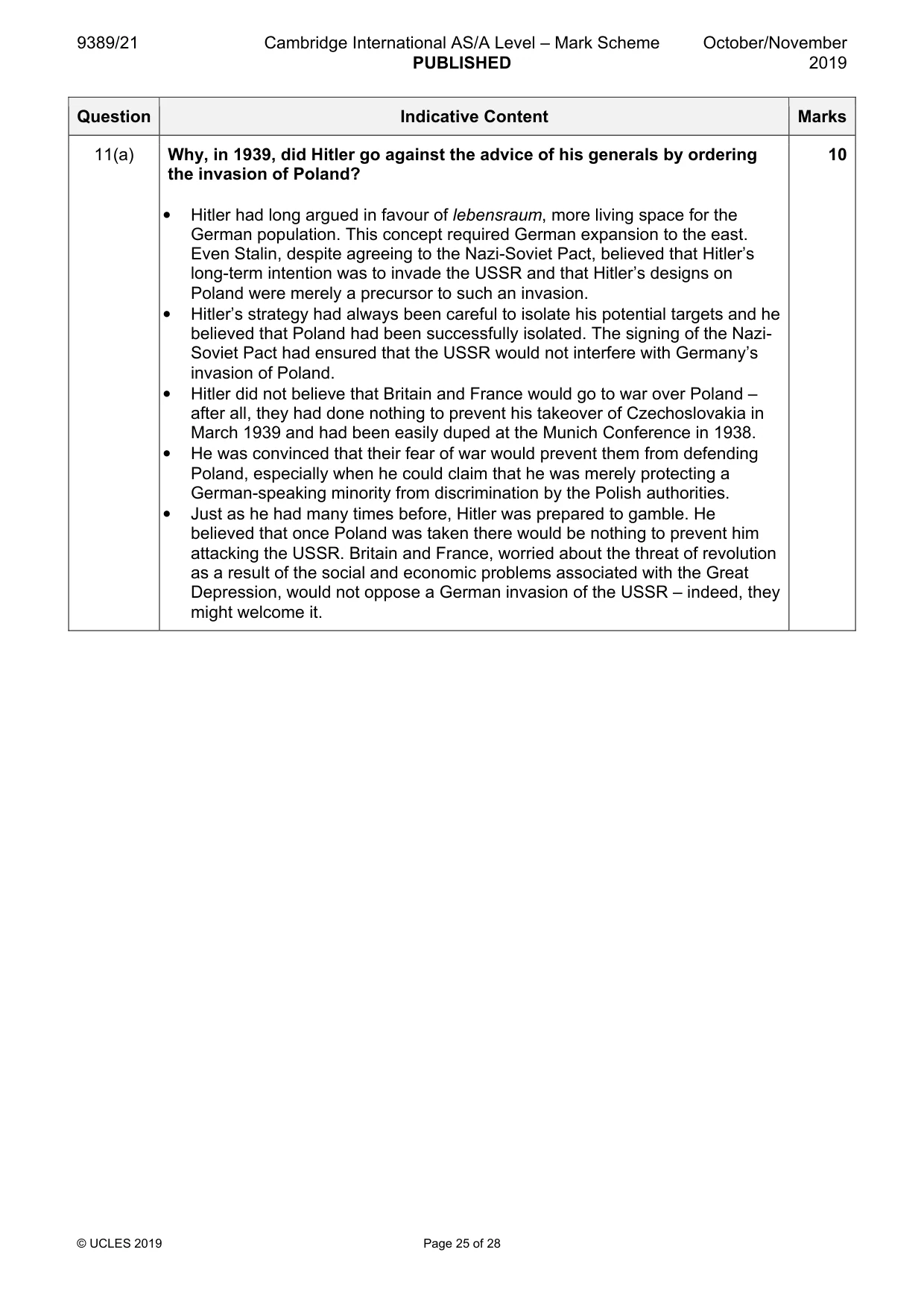 Mark scheme, page 25 of 28