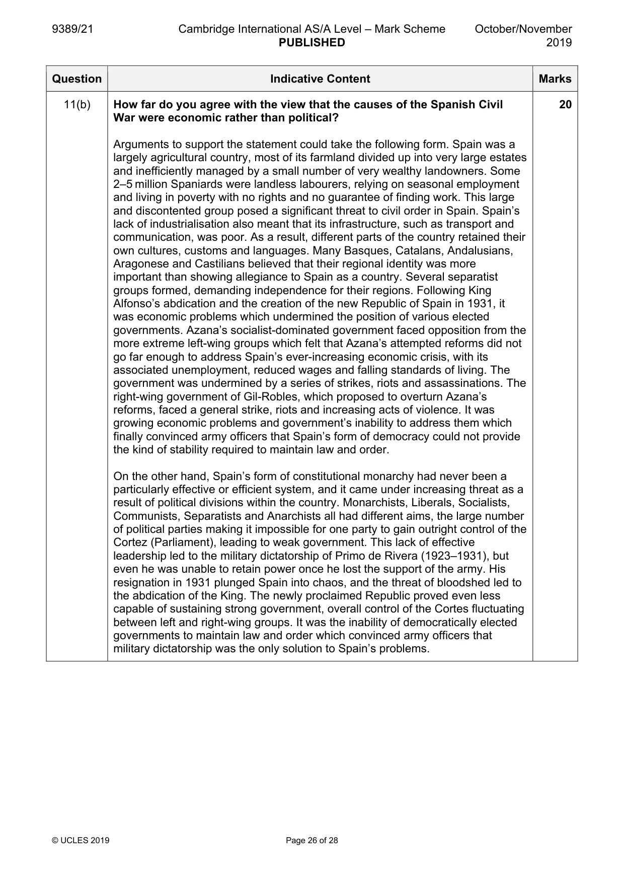 Mark scheme, page 26 of 28