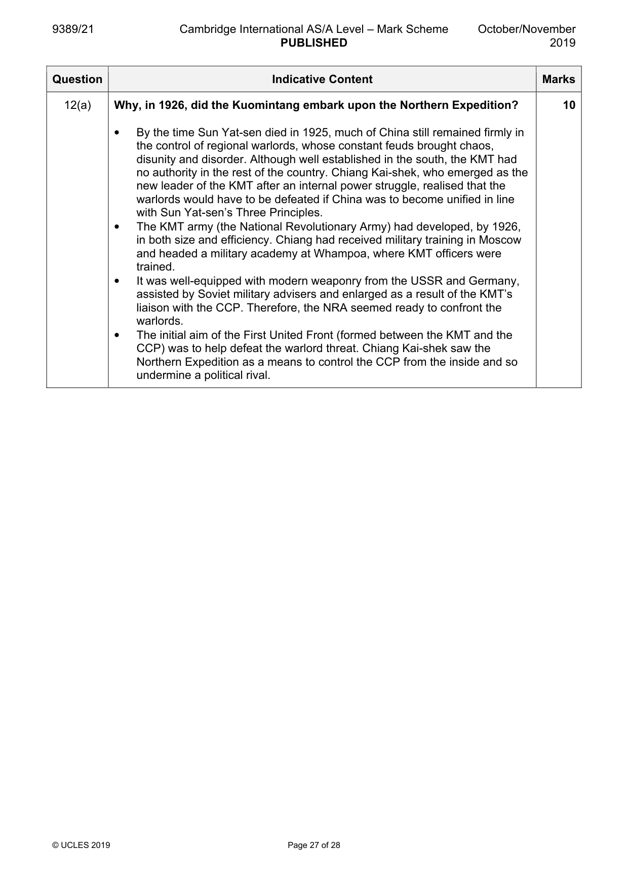 Mark scheme, page 27 of 28
