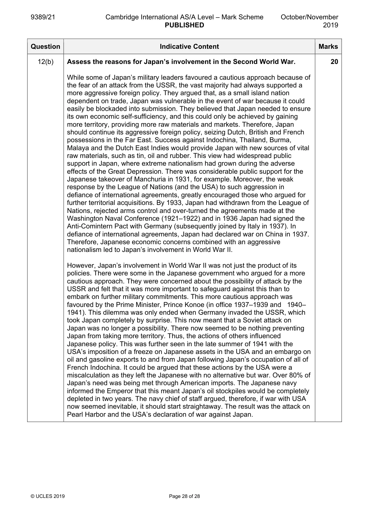 Mark scheme, page 28 of 28