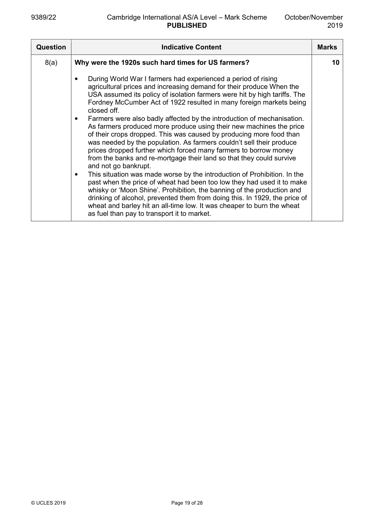 Mark scheme, page 19 of 28