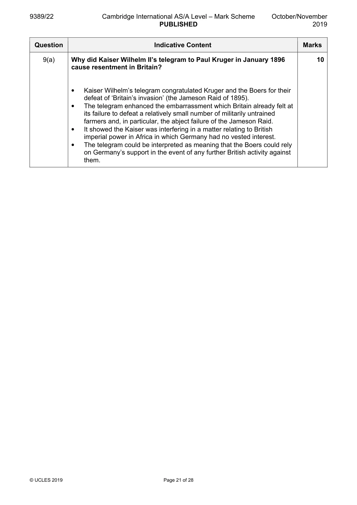 Mark scheme, page 21 of 28