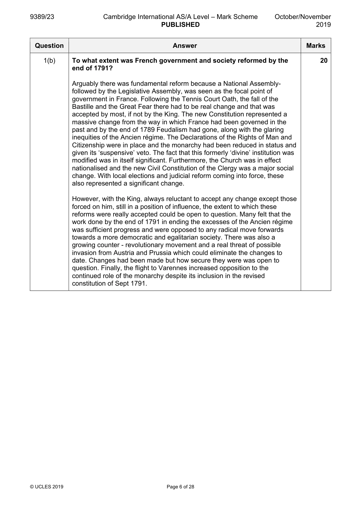 Mark scheme, page 6 of 28