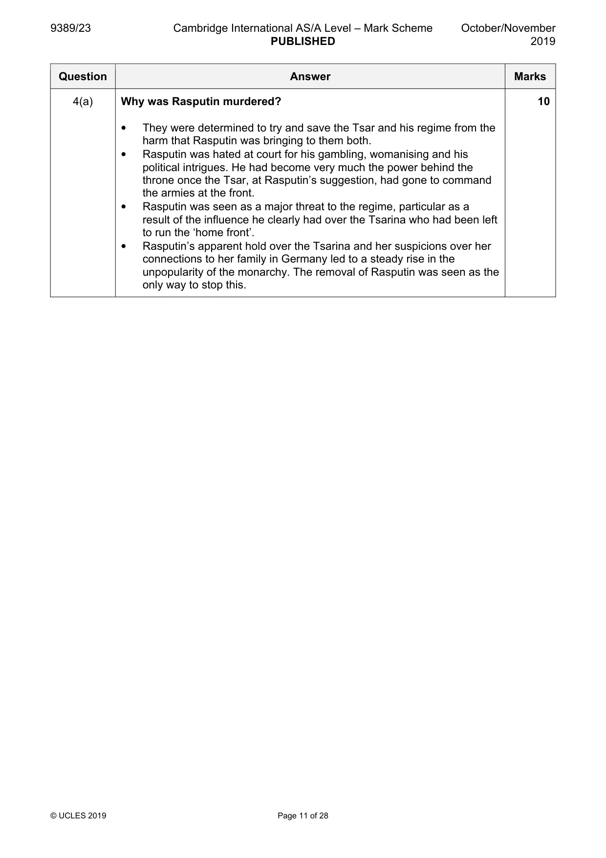 Mark scheme, page 11 of 28