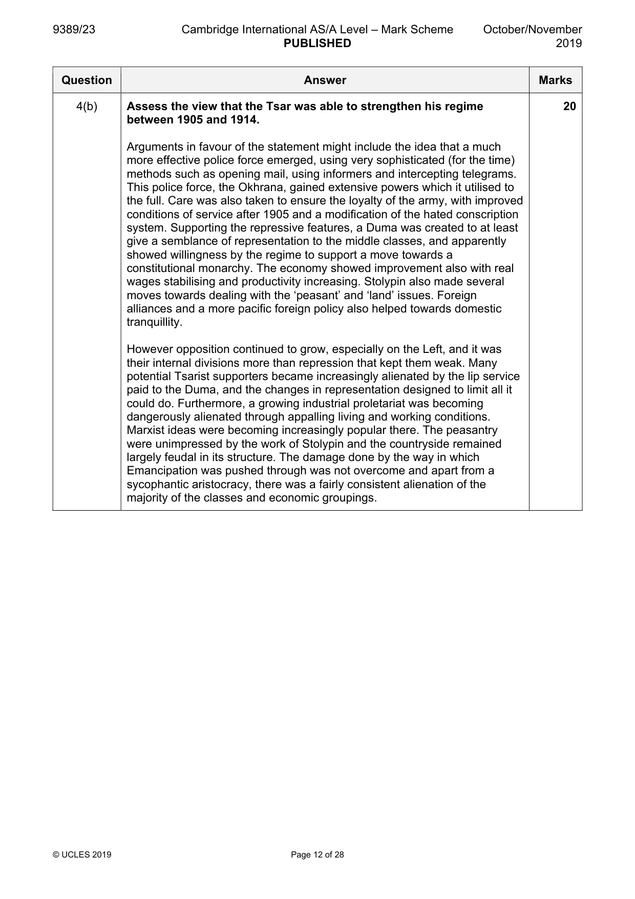 Mark scheme, page 12 of 28