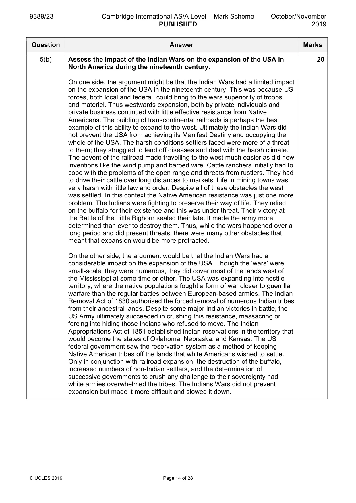 Mark scheme, page 14 of 28