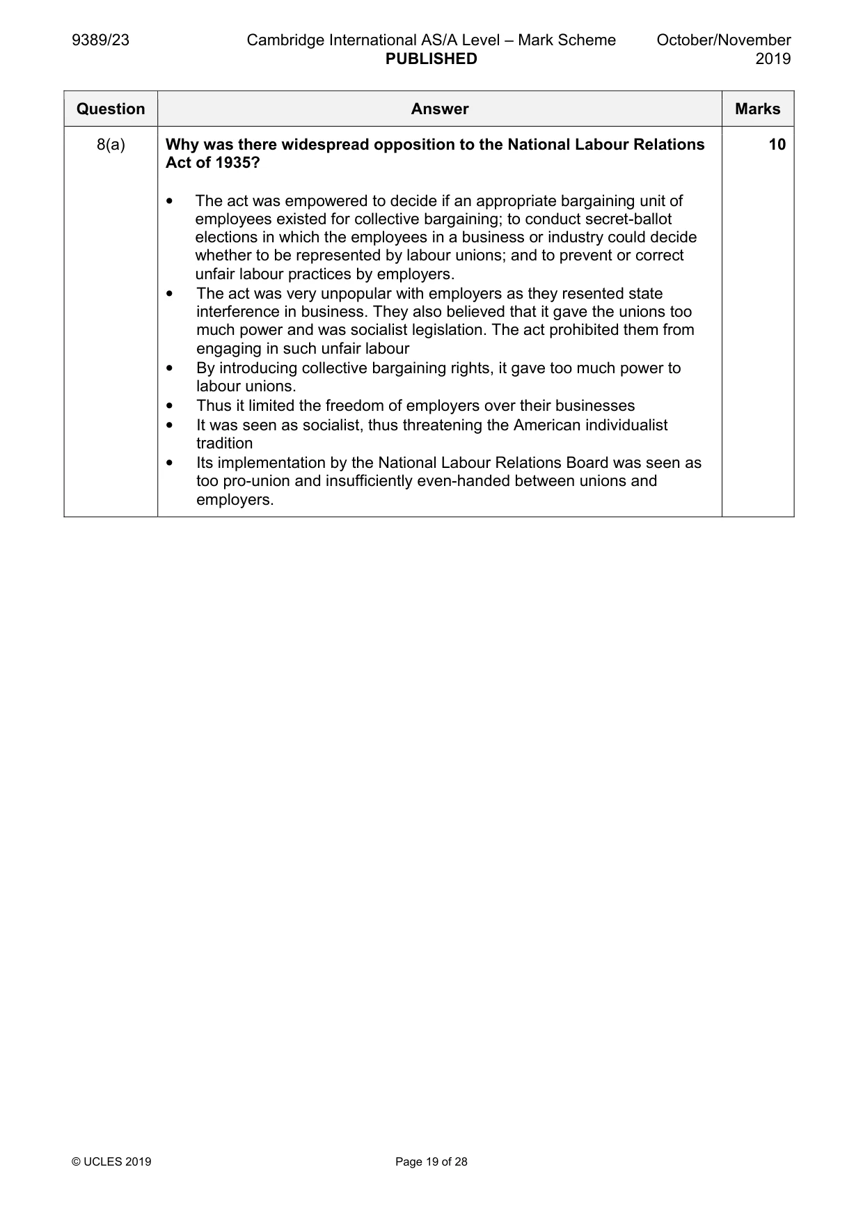 Mark scheme, page 19 of 28