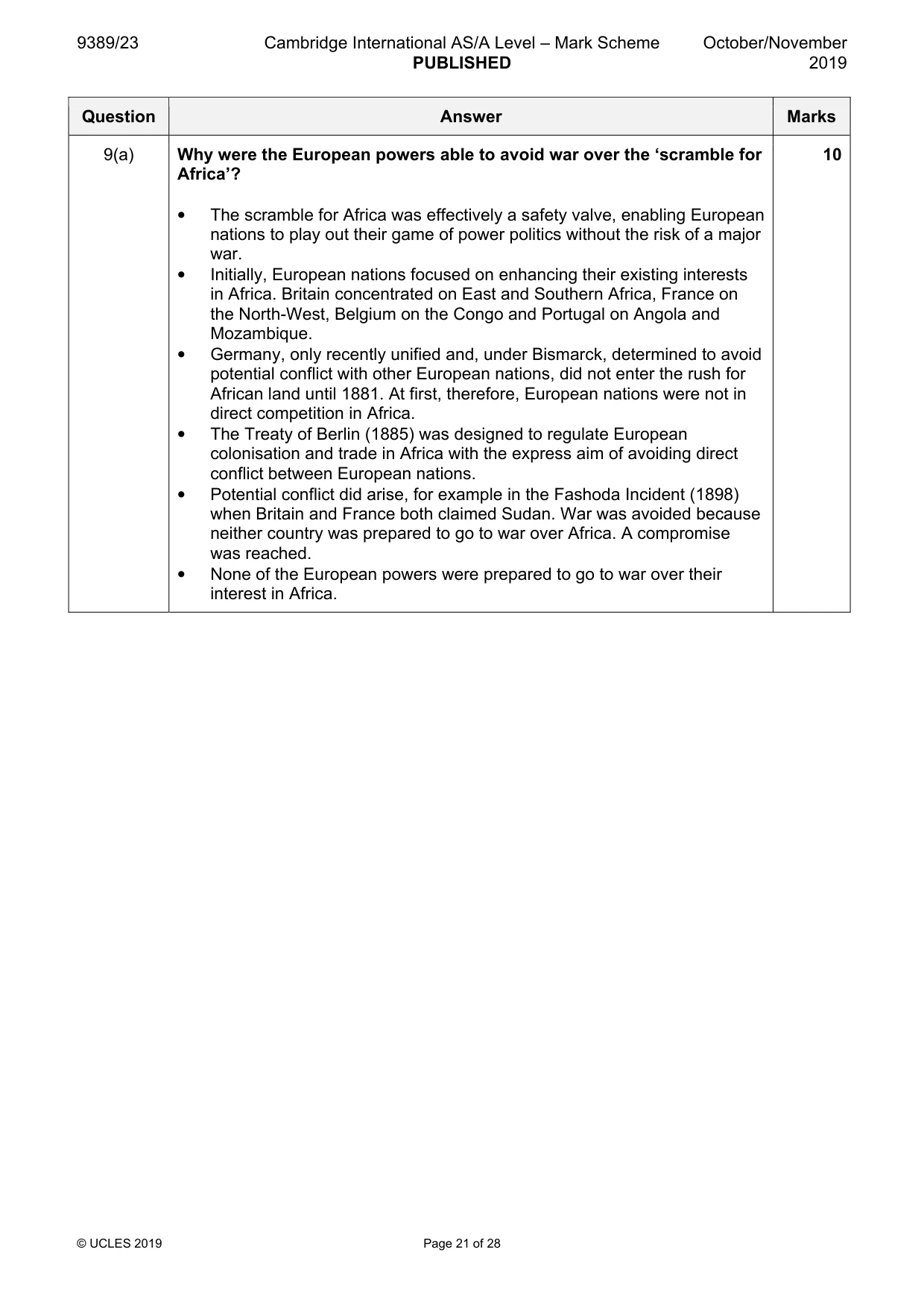 Mark scheme, page 21 of 28