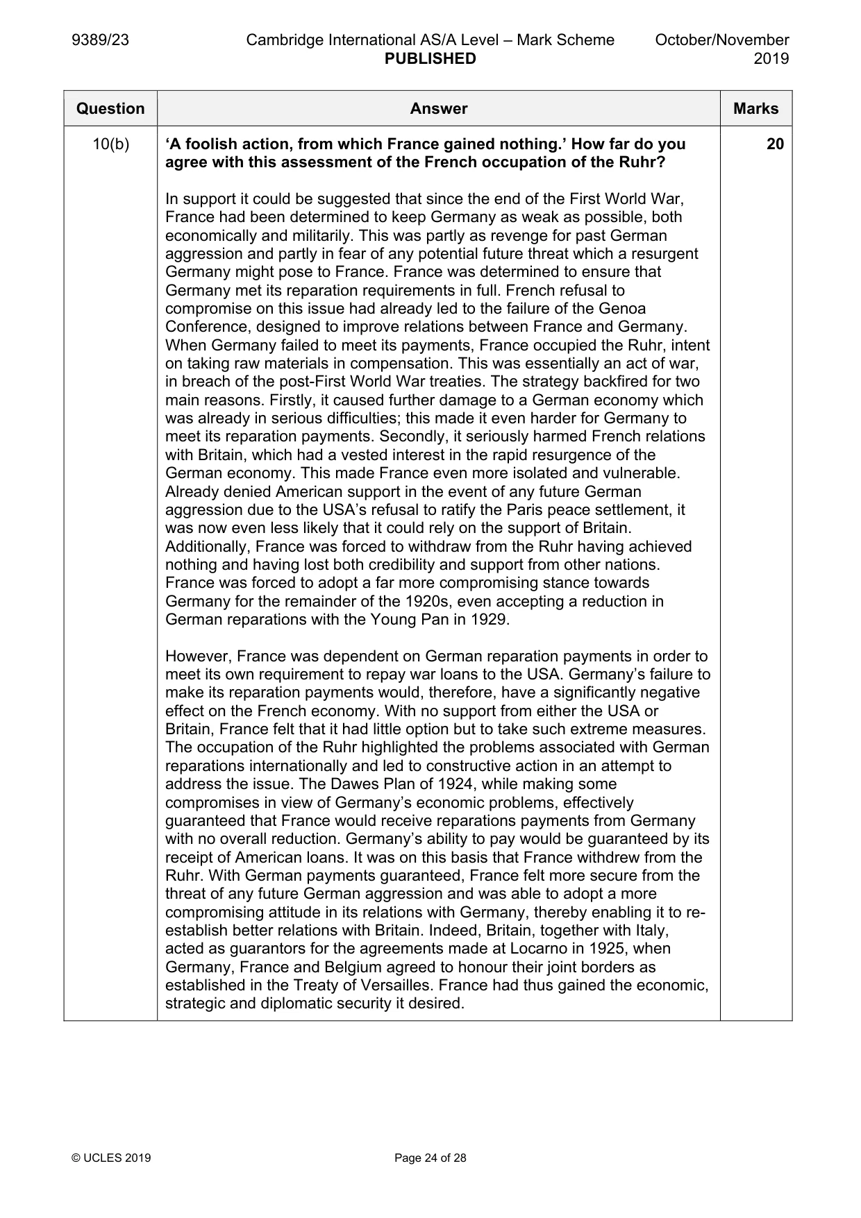 Mark scheme, page 24 of 28