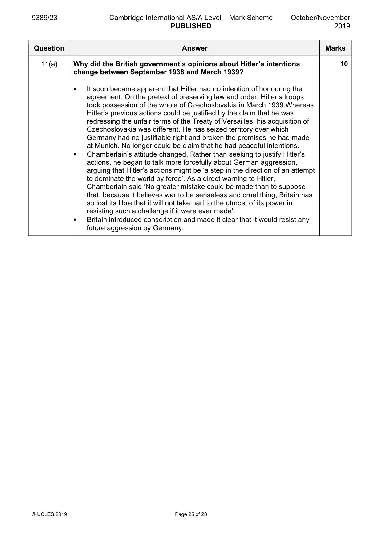 Mark scheme, page 25 of 28