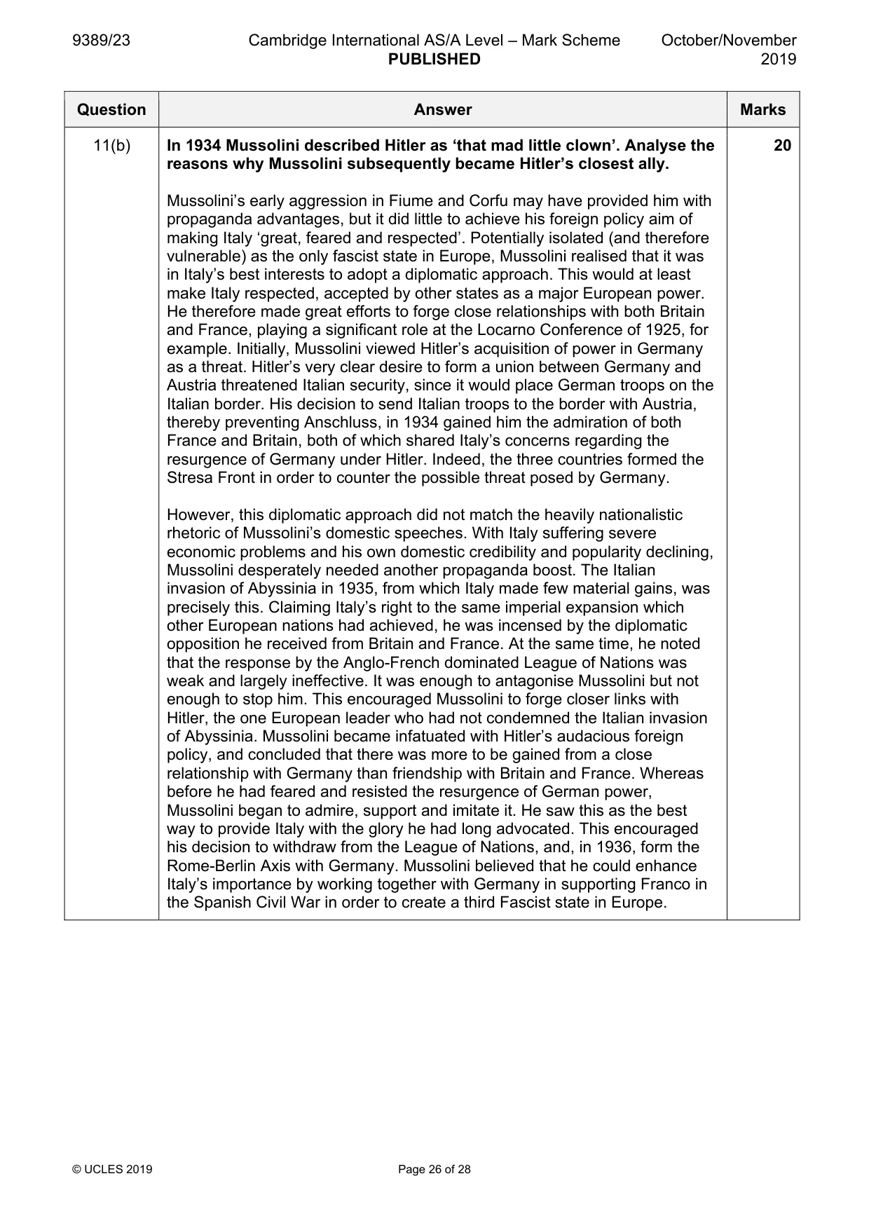 Mark scheme, page 26 of 28