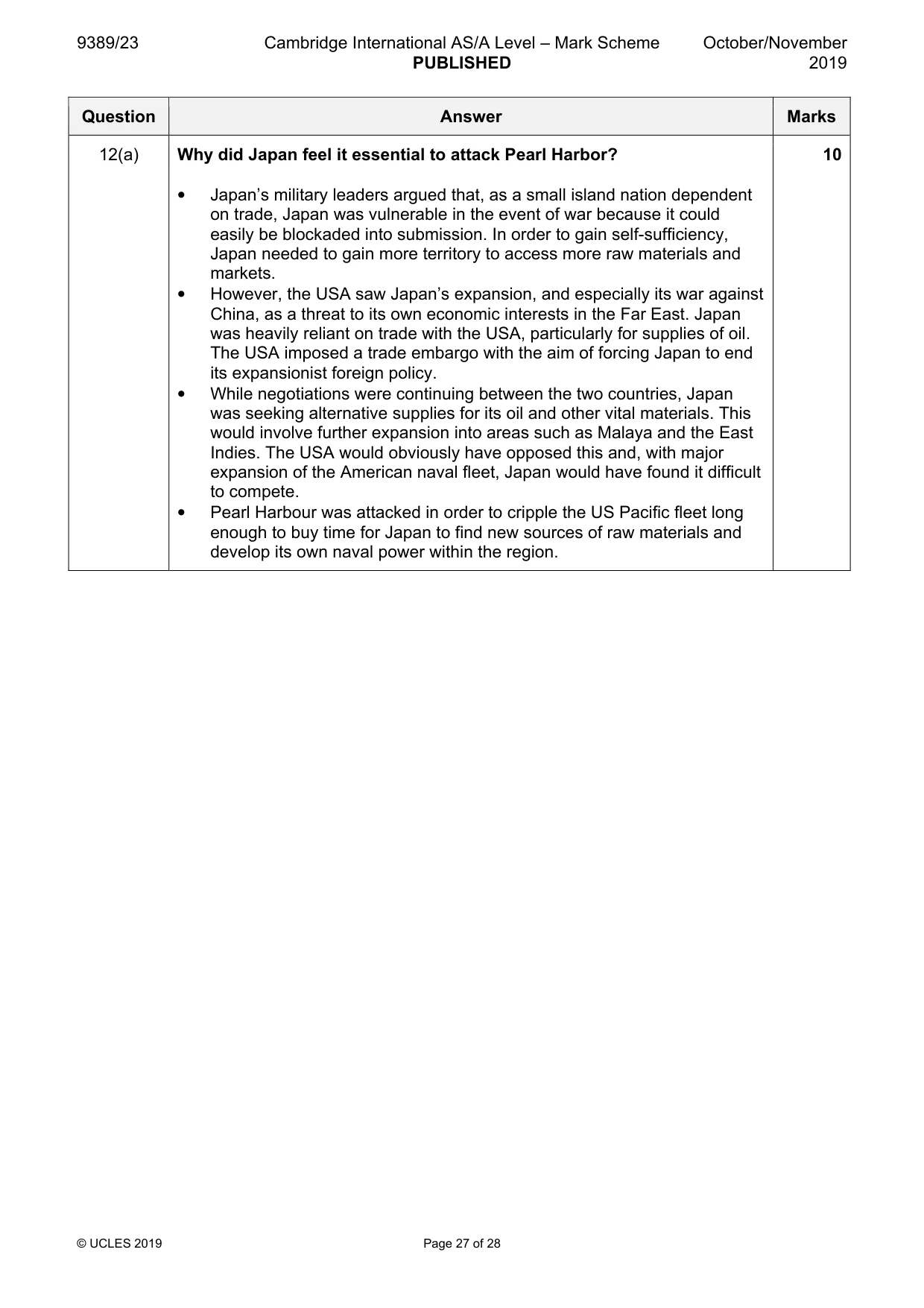 Mark scheme, page 27 of 28