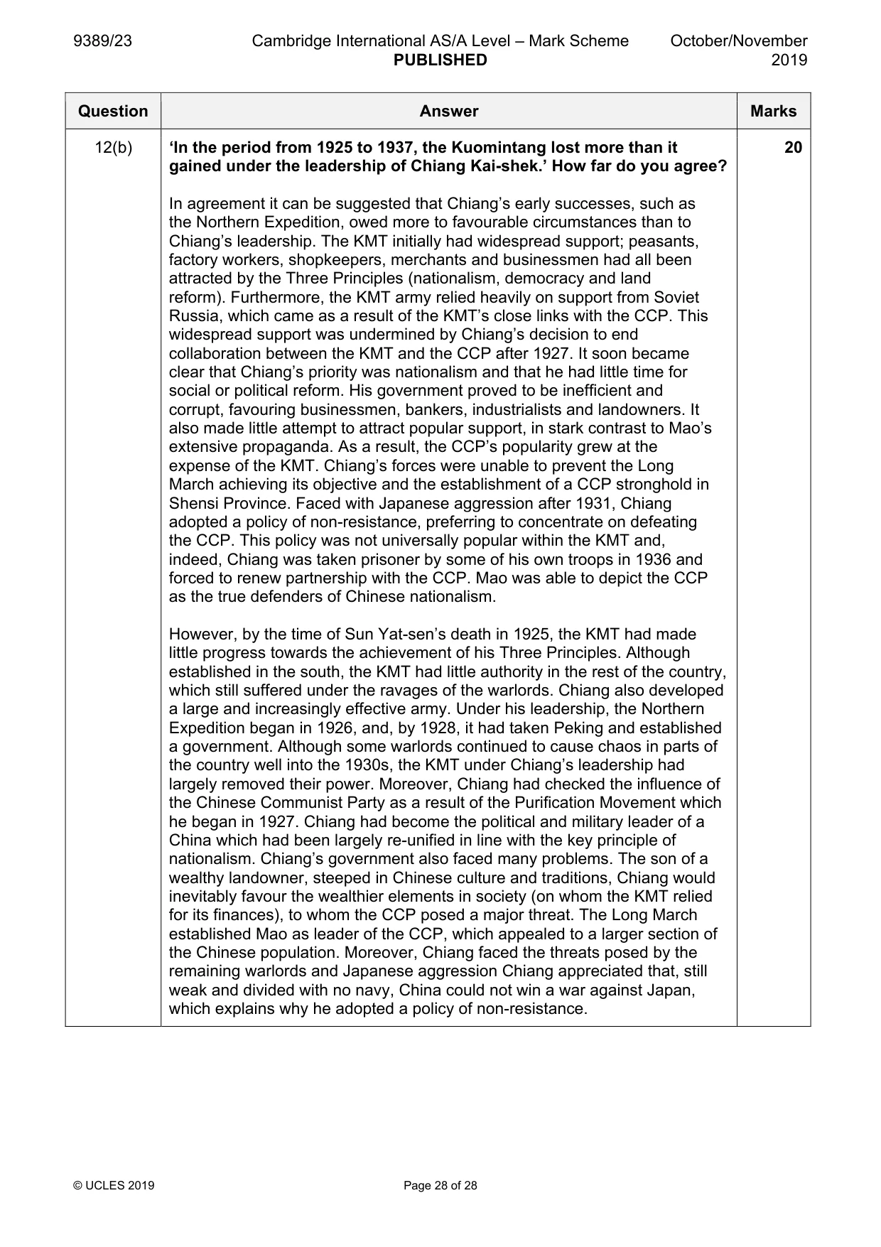 Mark scheme, page 28 of 28