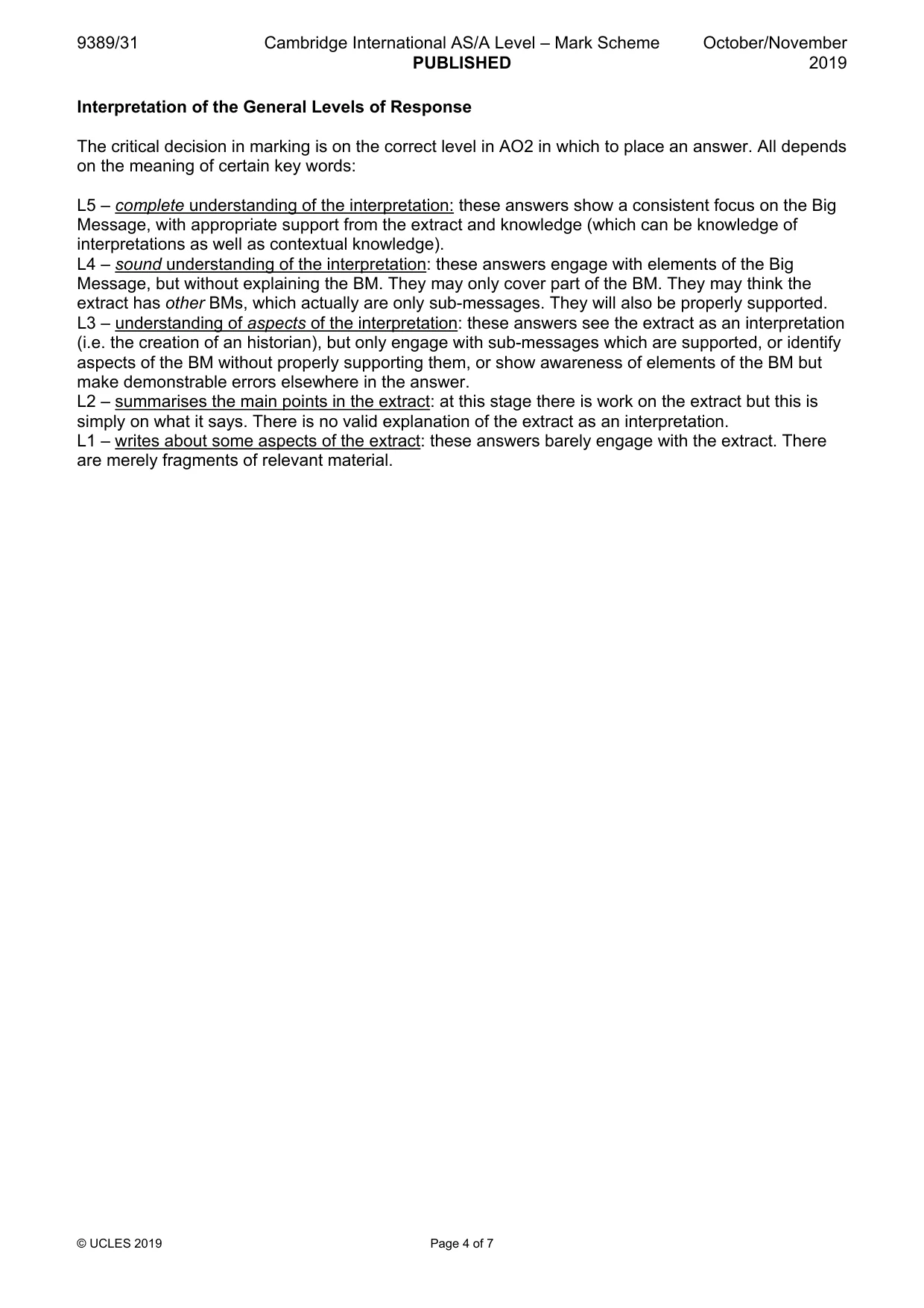 Mark scheme, page 4 of 7