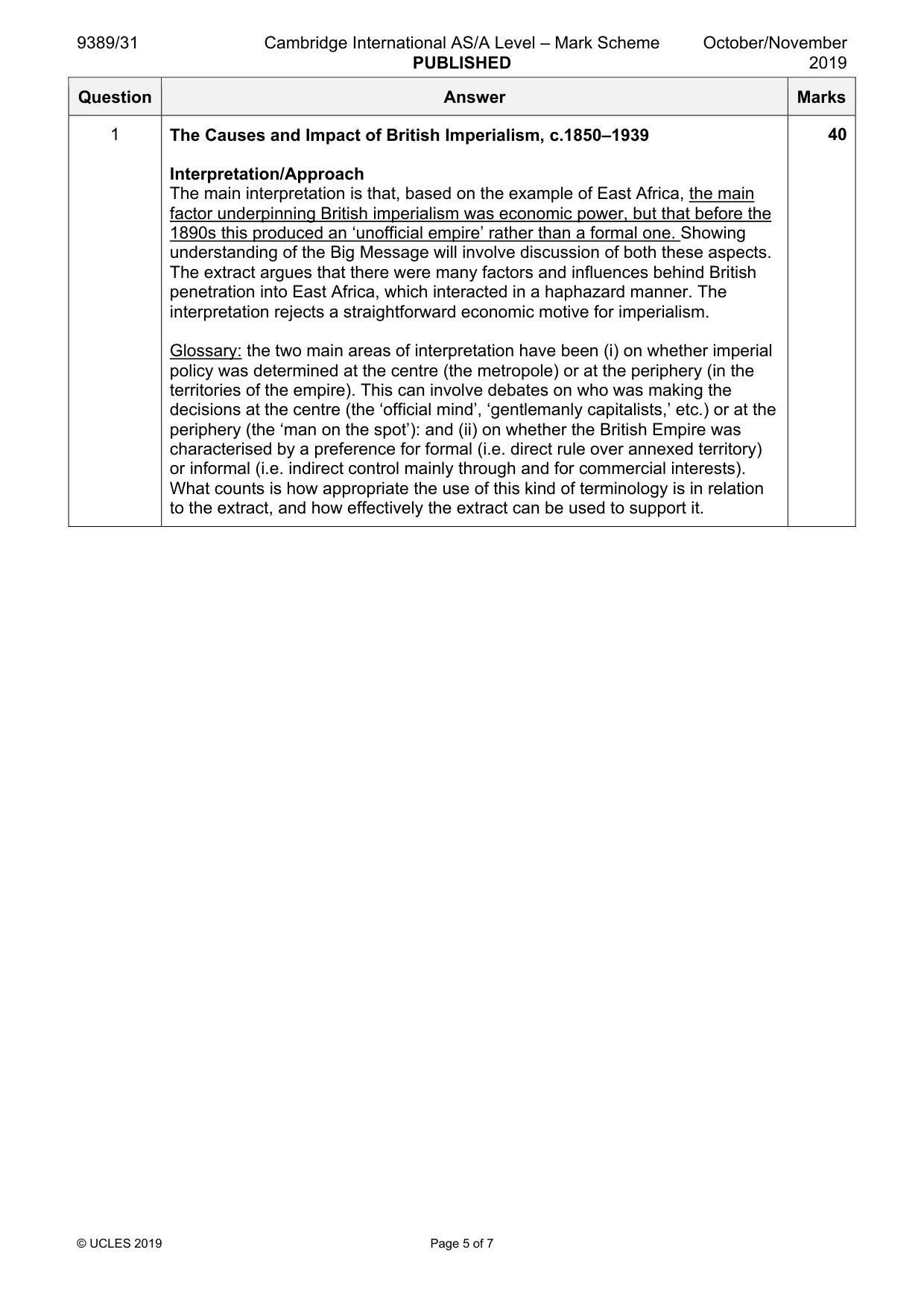 Mark scheme, page 5 of 7