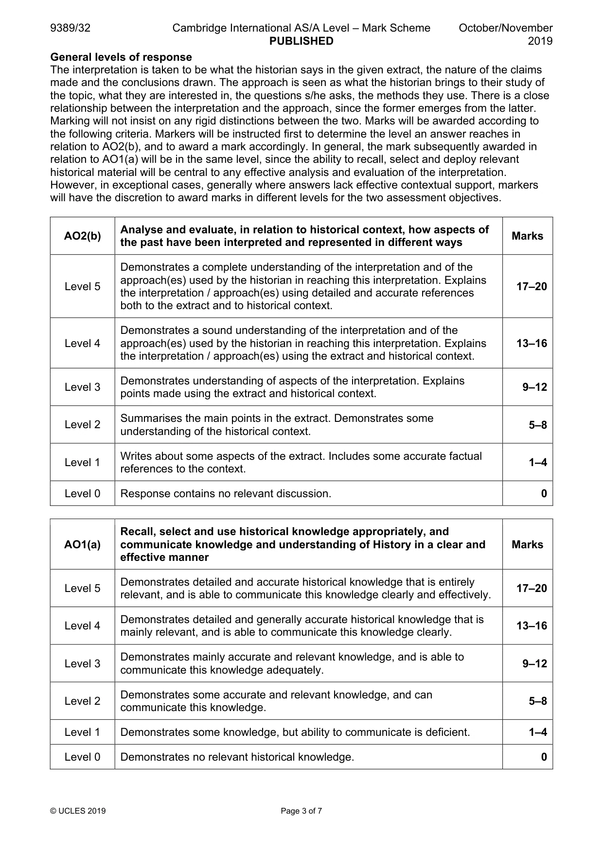 Mark scheme, page 3 of 7