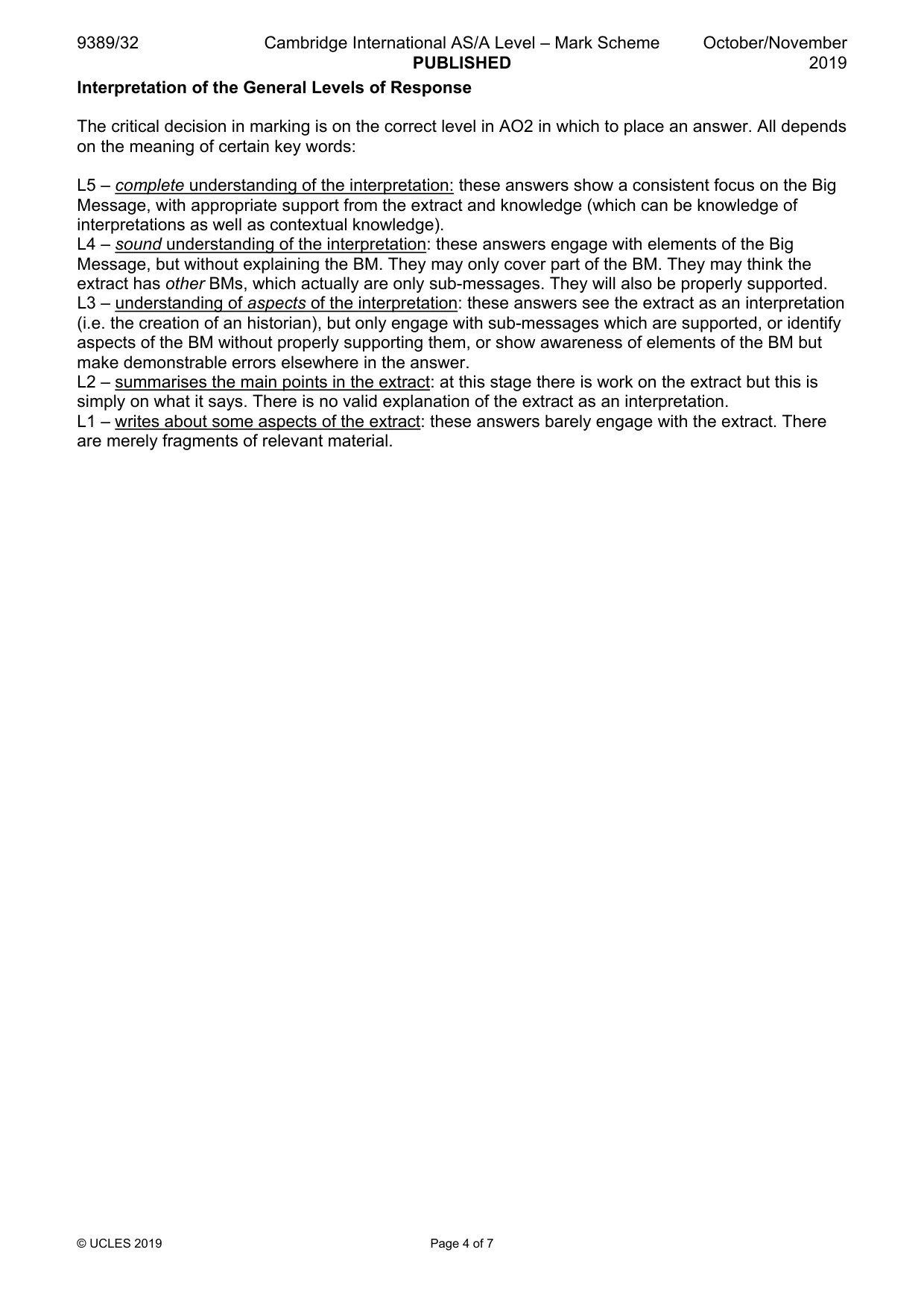 Mark scheme, page 4 of 7