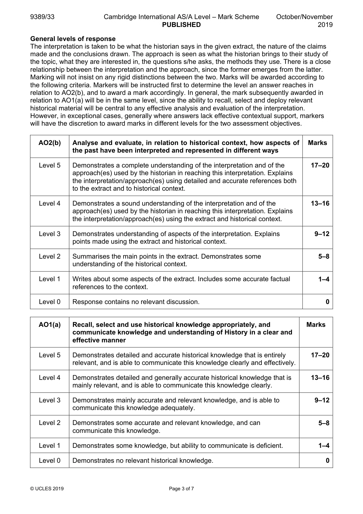 Mark scheme, page 3 of 7