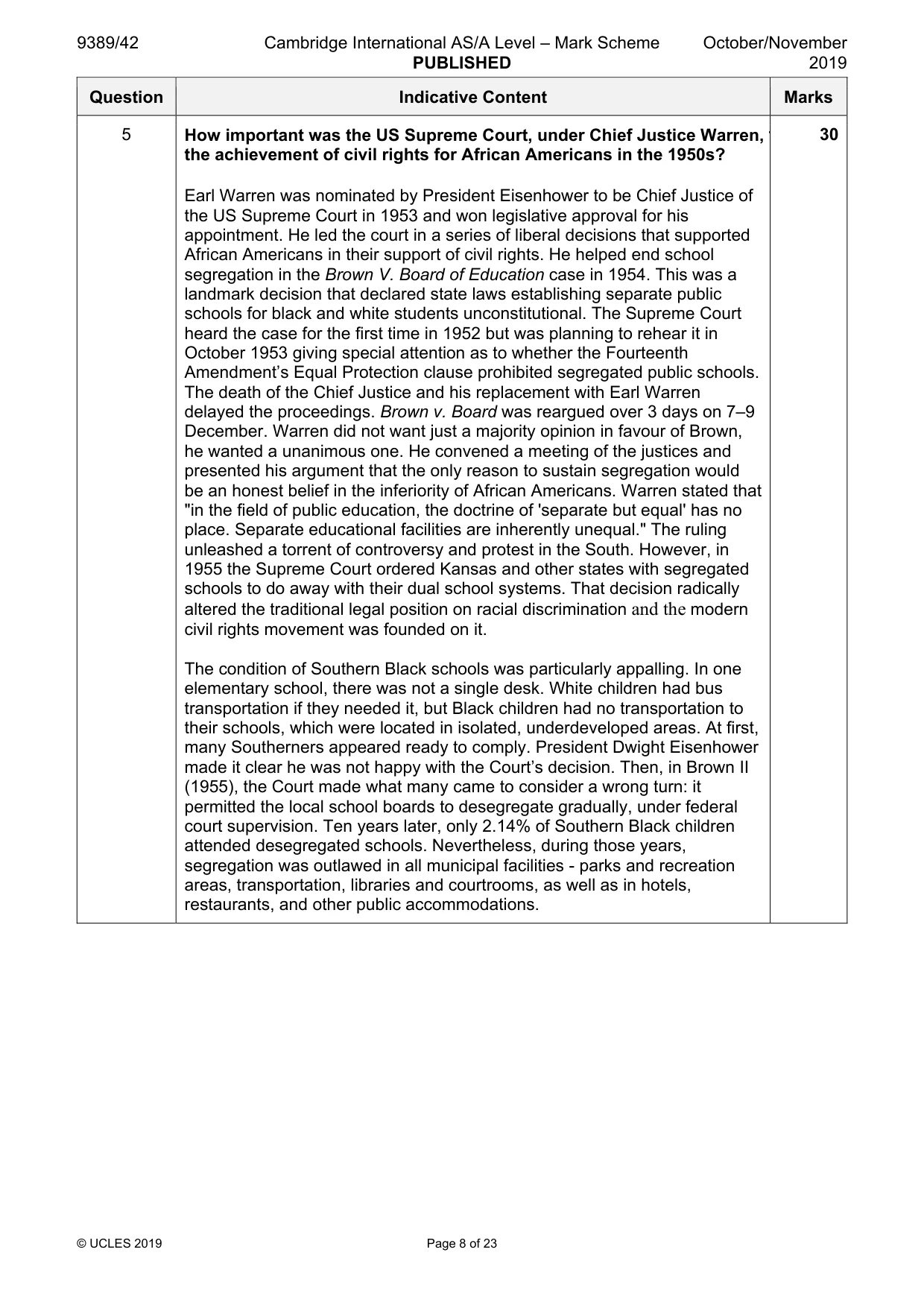 Mark scheme, page 8 of 23