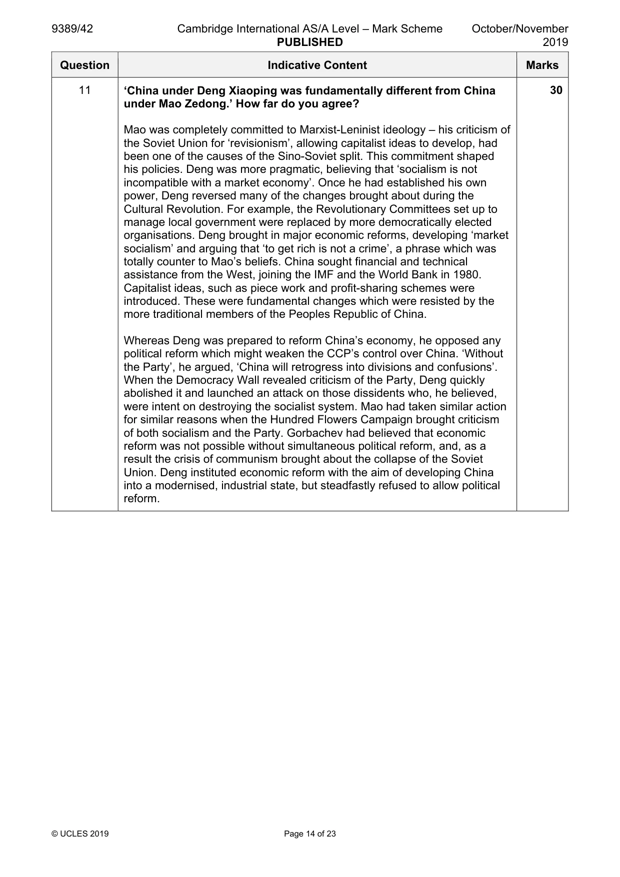 Mark scheme, page 14 of 23