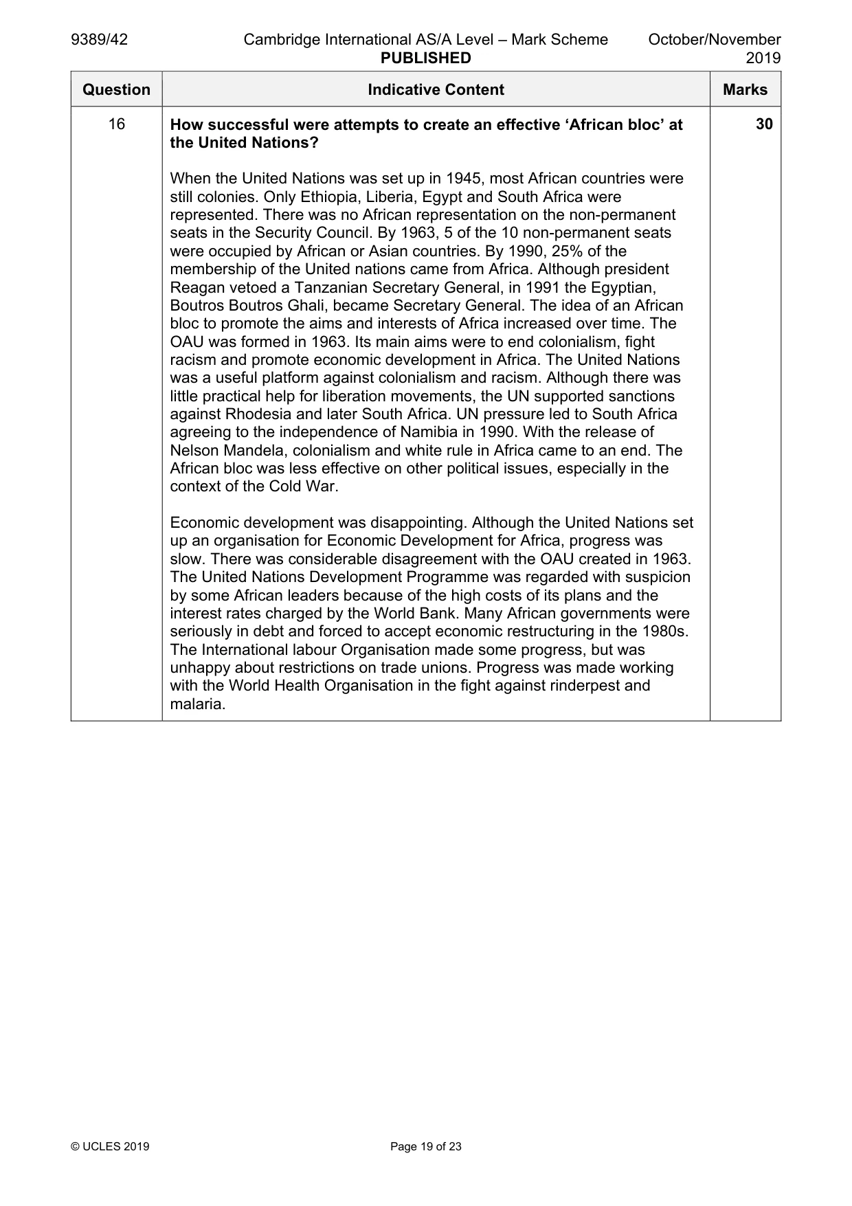 Mark scheme, page 19 of 23