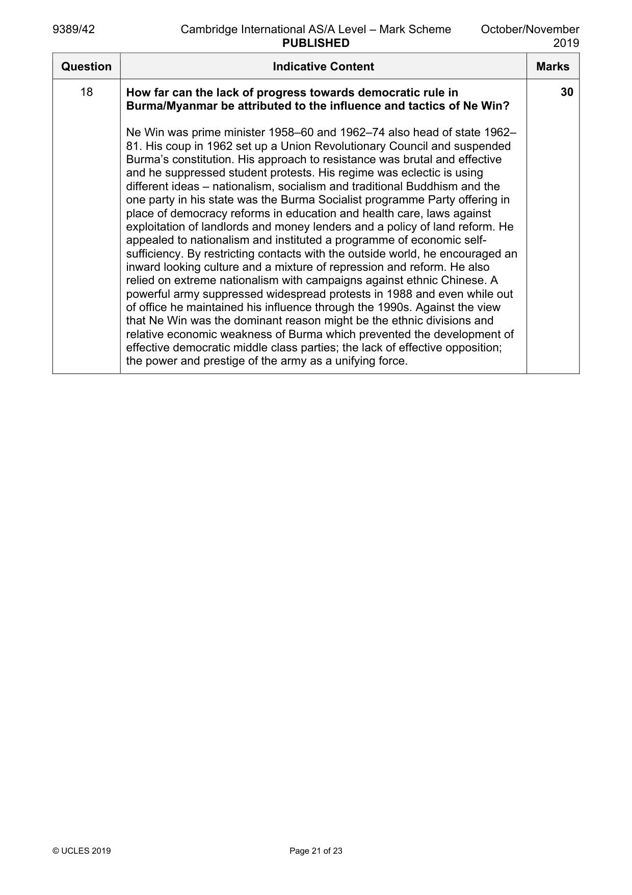 Mark scheme, page 21 of 23