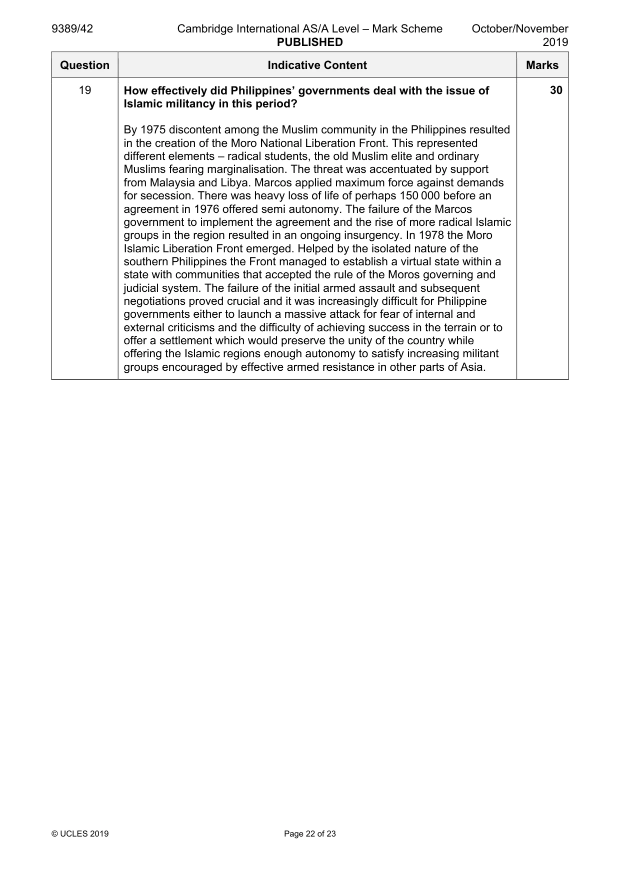 Mark scheme, page 22 of 23