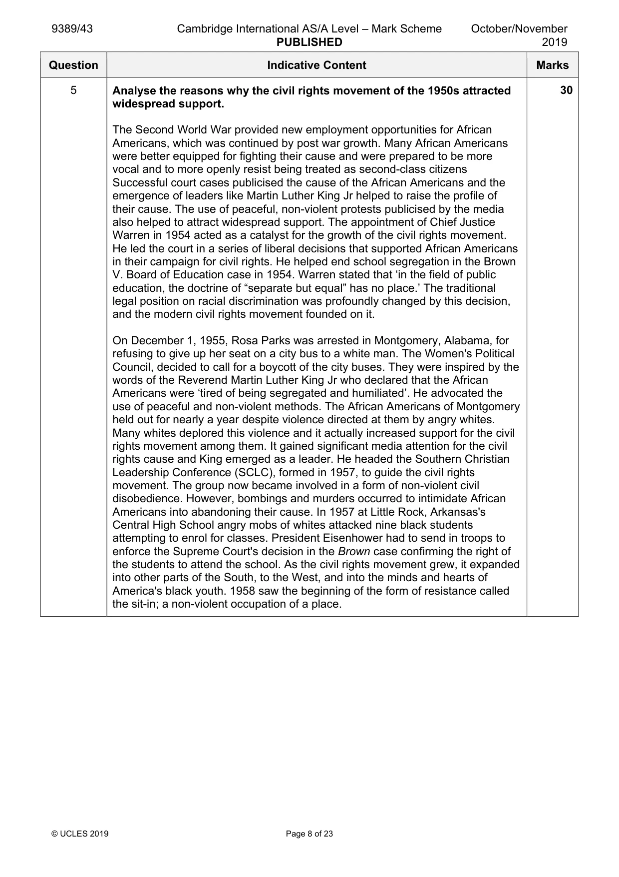 Mark scheme, page 8 of 23