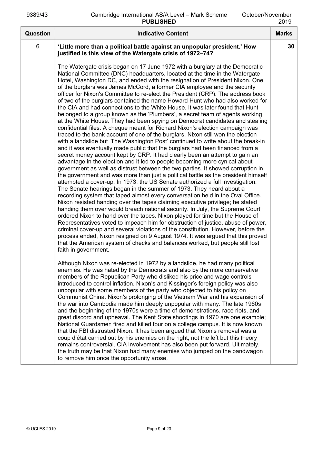 Mark scheme, page 9 of 23