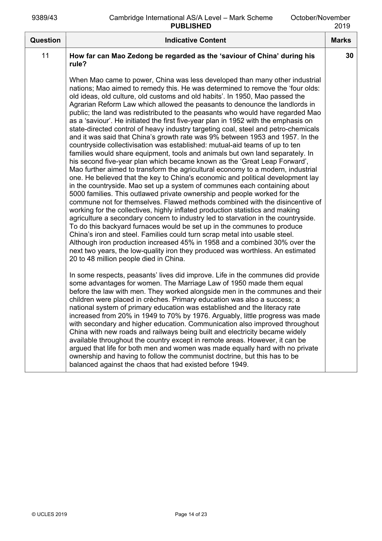 Mark scheme, page 14 of 23