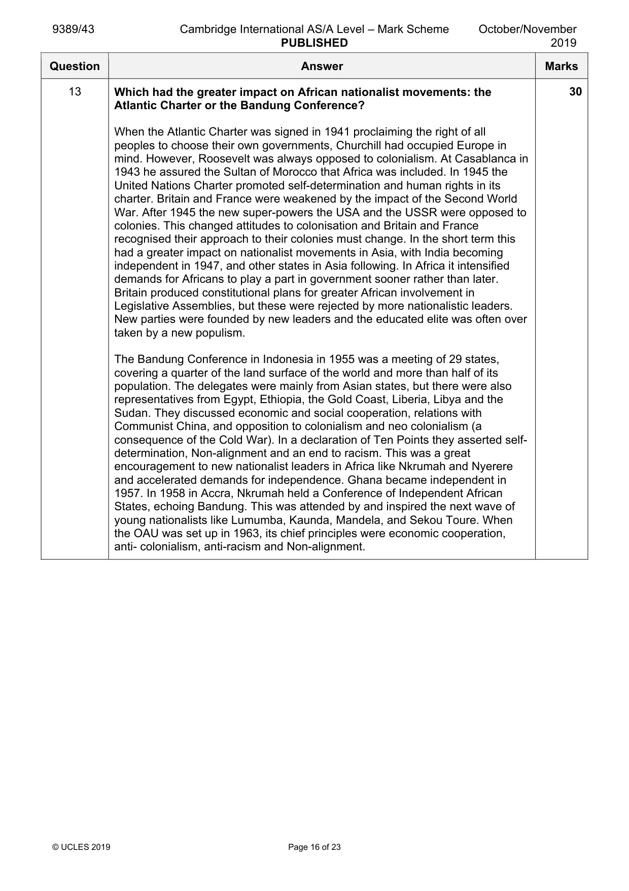 Mark scheme, page 16 of 23