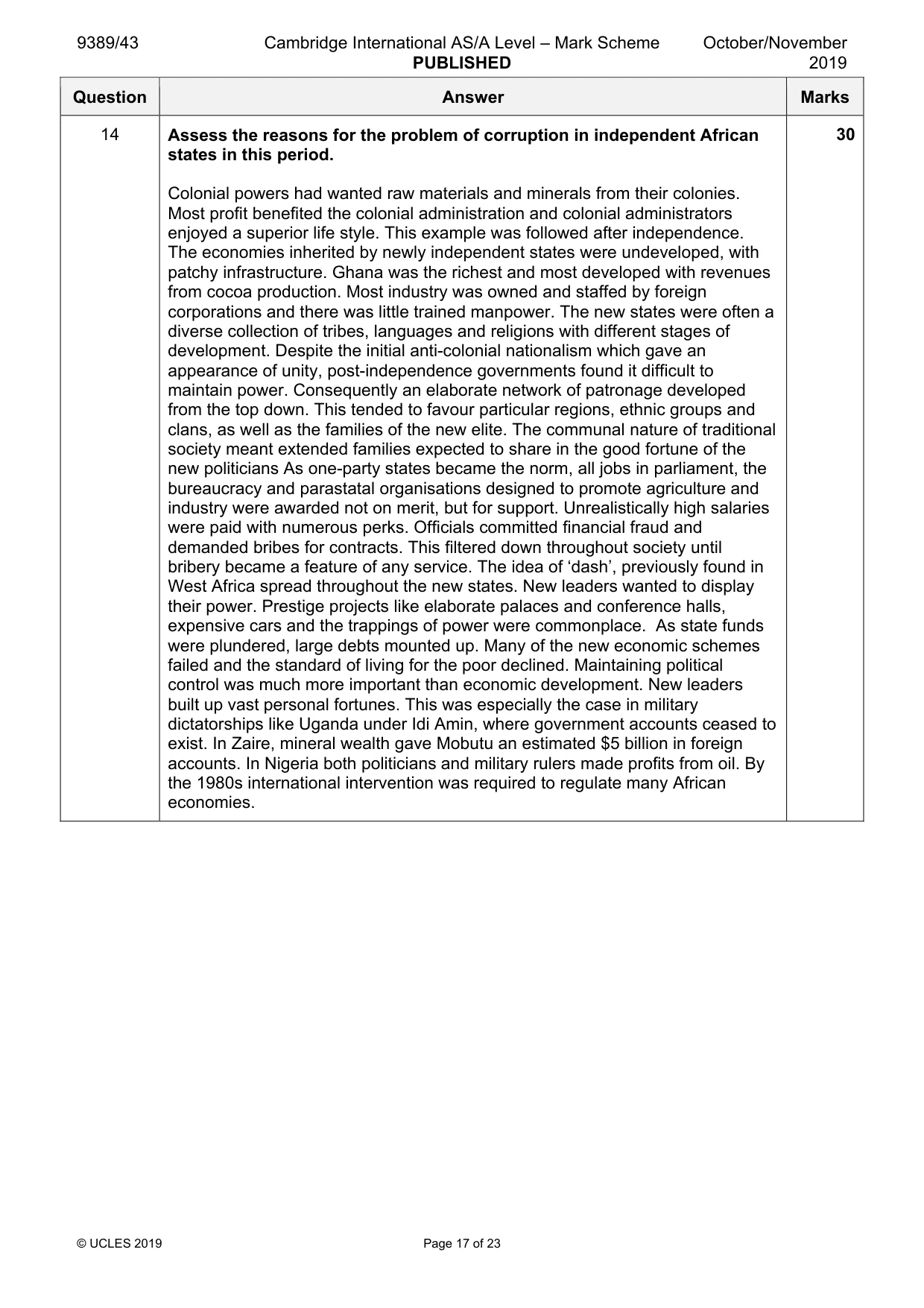 Mark scheme, page 17 of 23