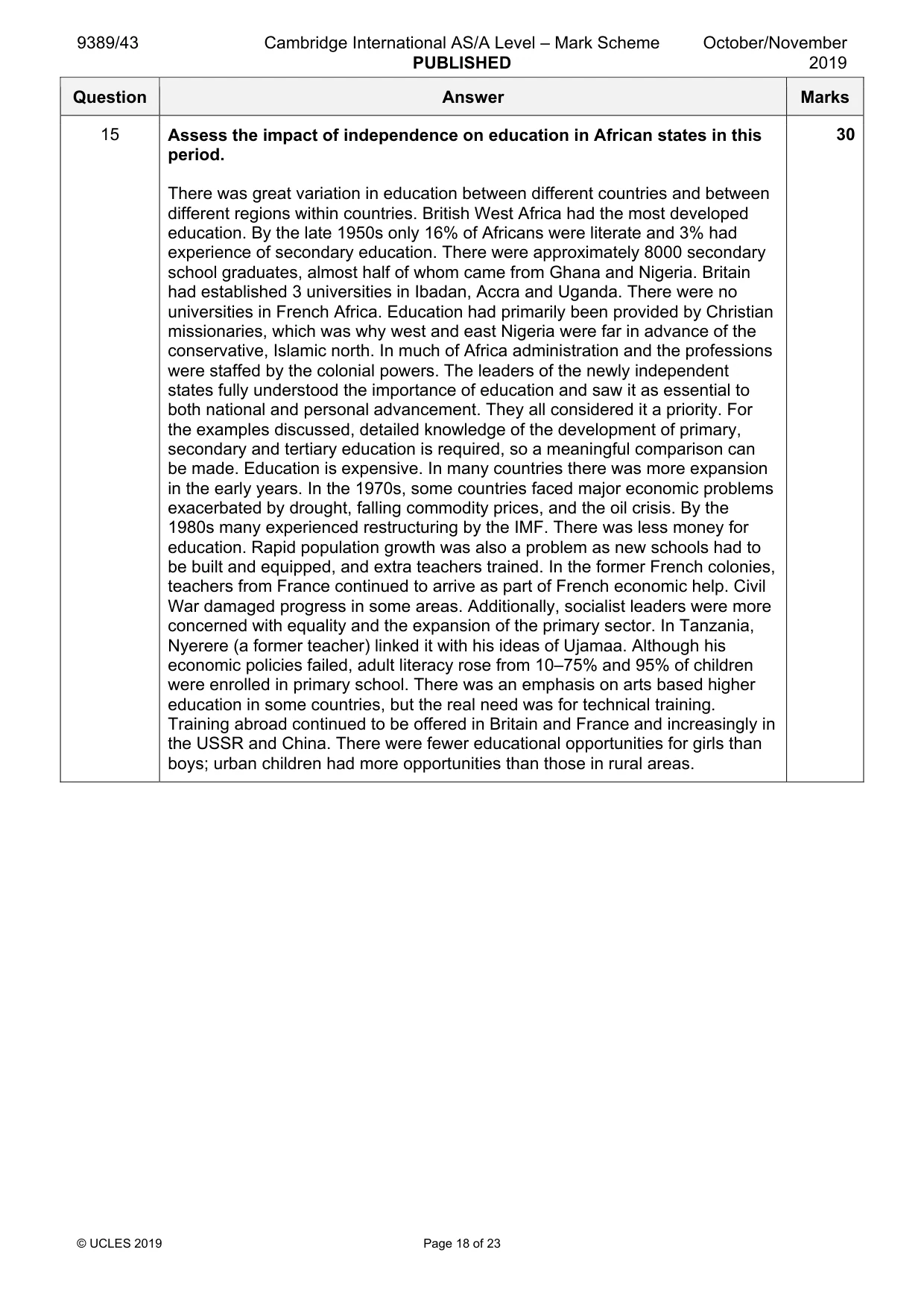 Mark scheme, page 18 of 23