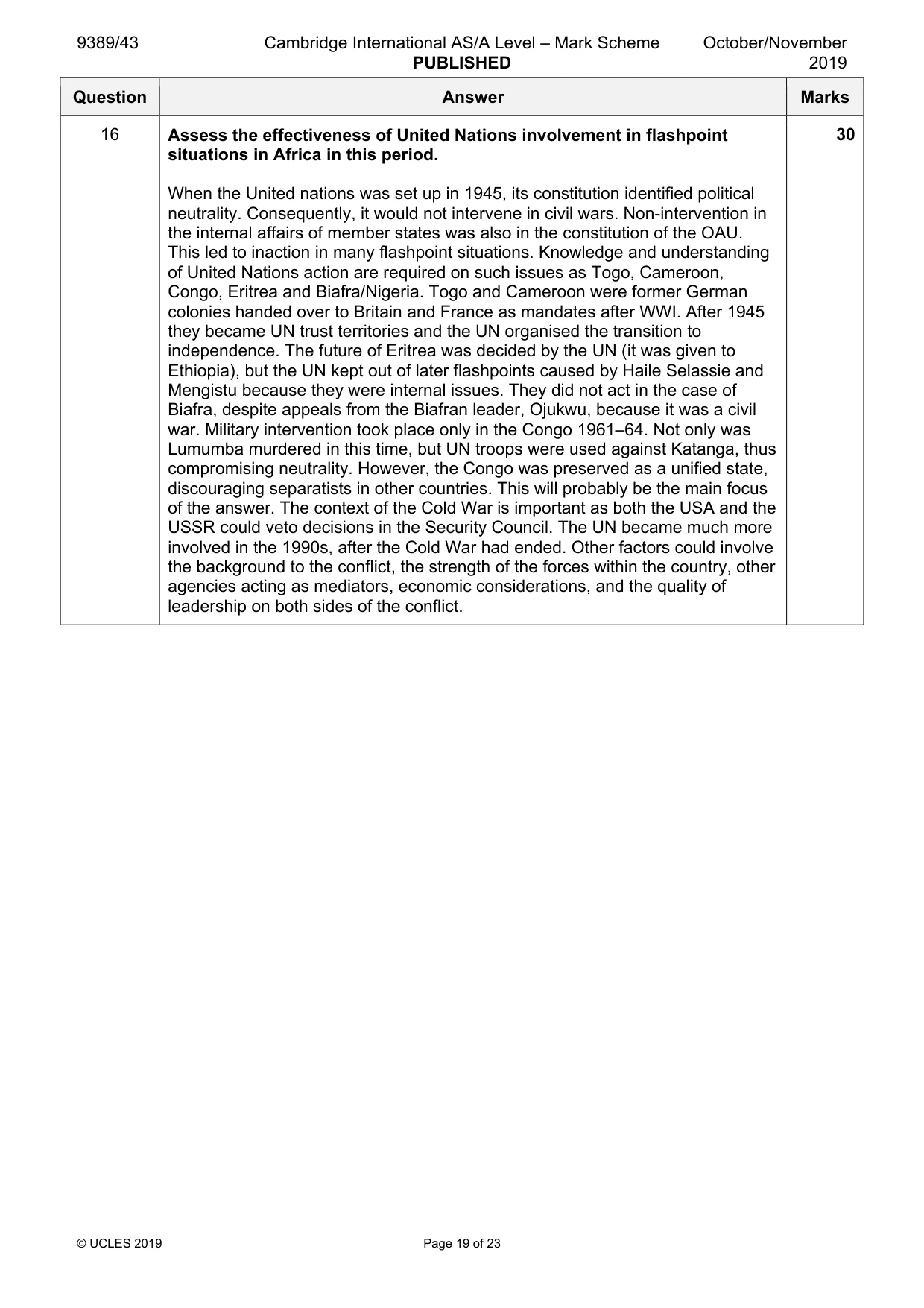 Mark scheme, page 19 of 23