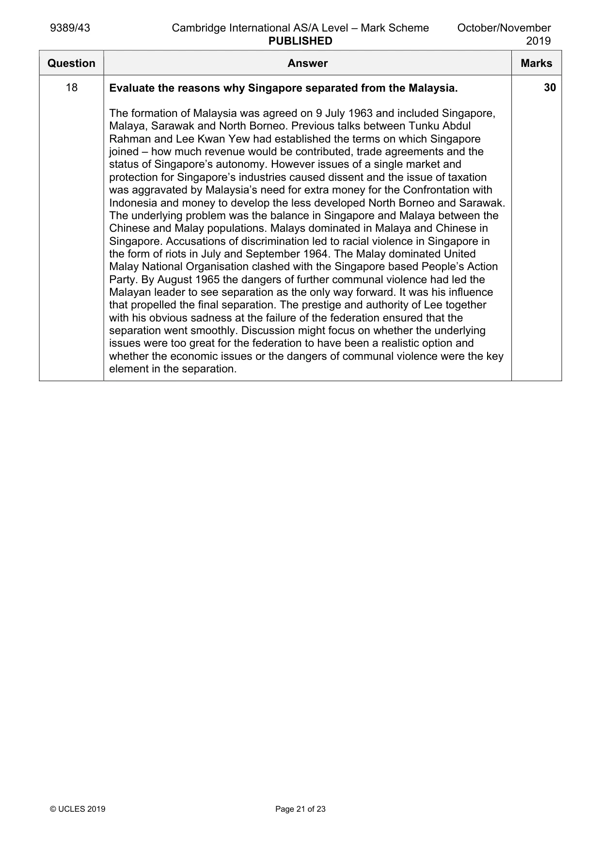 Mark scheme, page 21 of 23