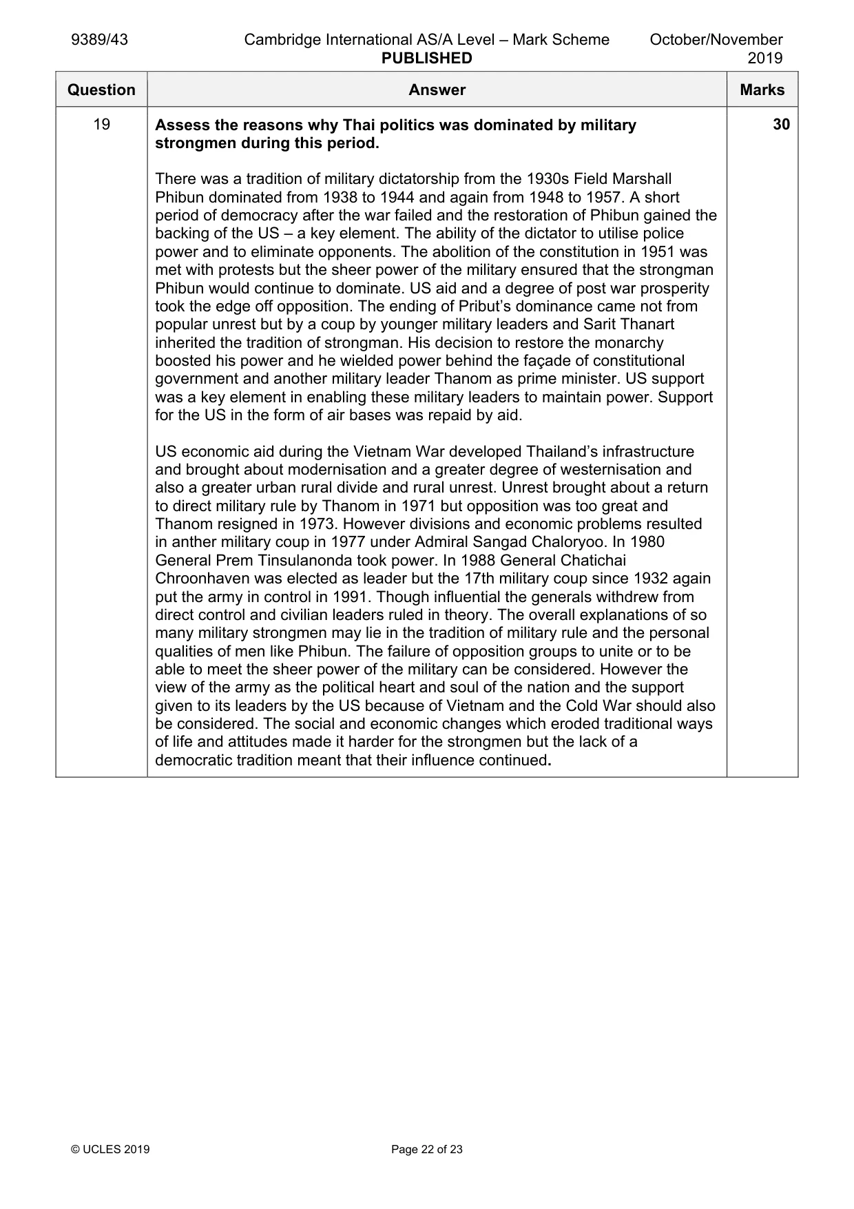 Mark scheme, page 22 of 23