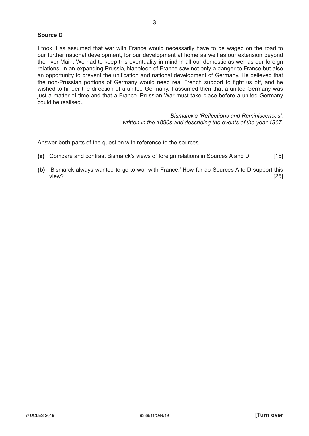 Cambridge A Level History 9389 2019 Oct/Nov Paper 1 · Variant 1 question paper, page 3 of 8
