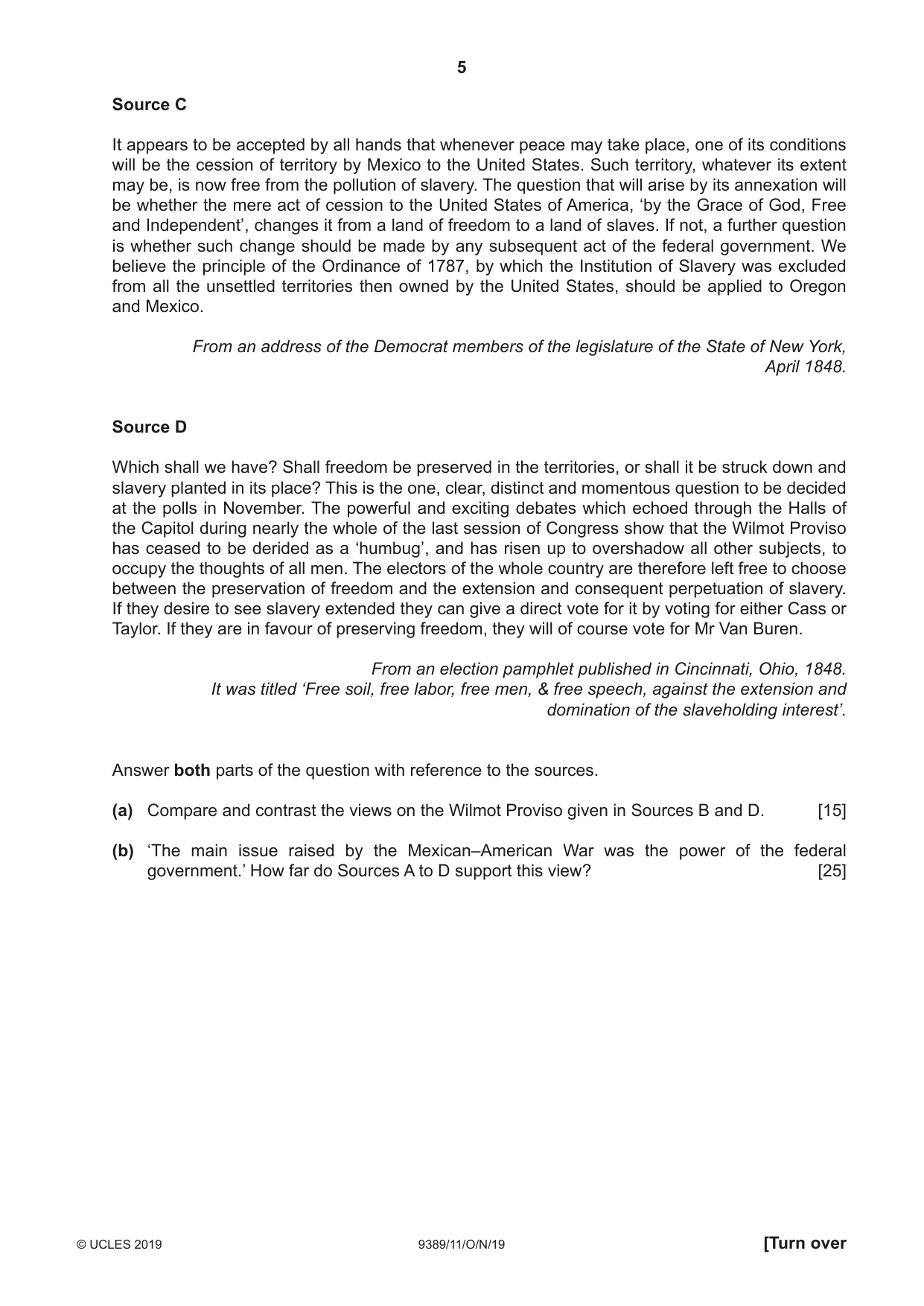 Cambridge A Level History 9389 2019 Oct/Nov Paper 1 · Variant 1 question paper, page 5 of 8