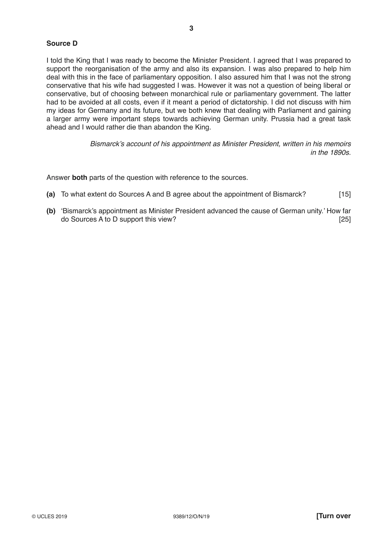 Cambridge A Level History 9389 2019 Oct/Nov Paper 1 · Variant 2 question paper, page 3 of 8