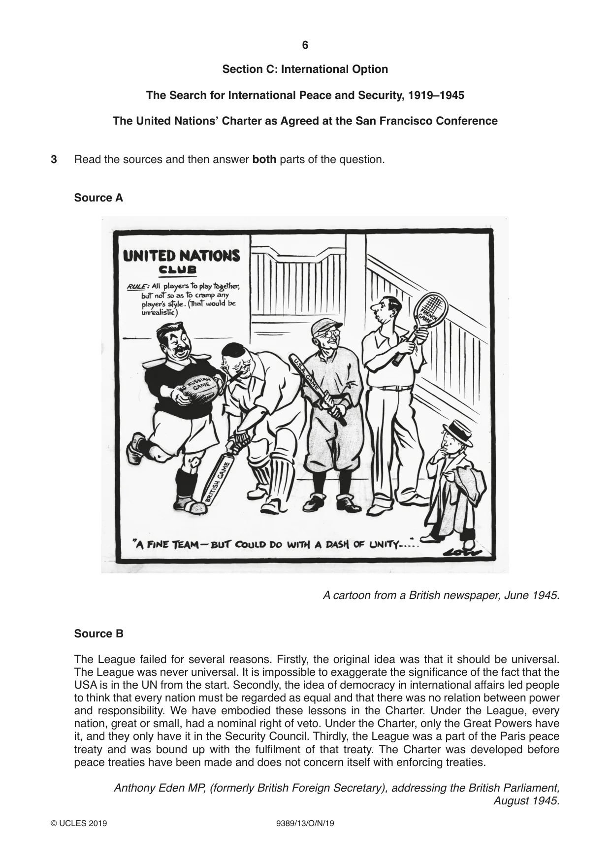 Cambridge A Level History 9389 2019 Oct/Nov Paper 1 · Variant 3 question paper, page 6 of 8