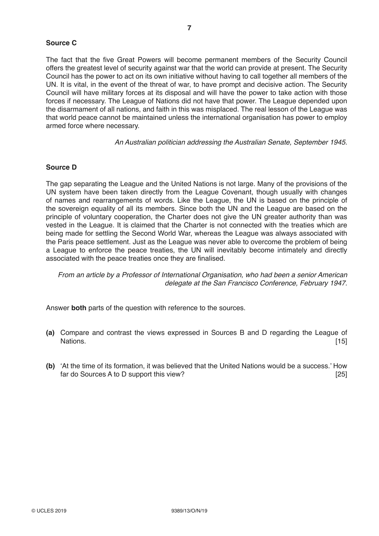 Cambridge A Level History 9389 2019 Oct/Nov Paper 1 · Variant 3 question paper, page 7 of 8