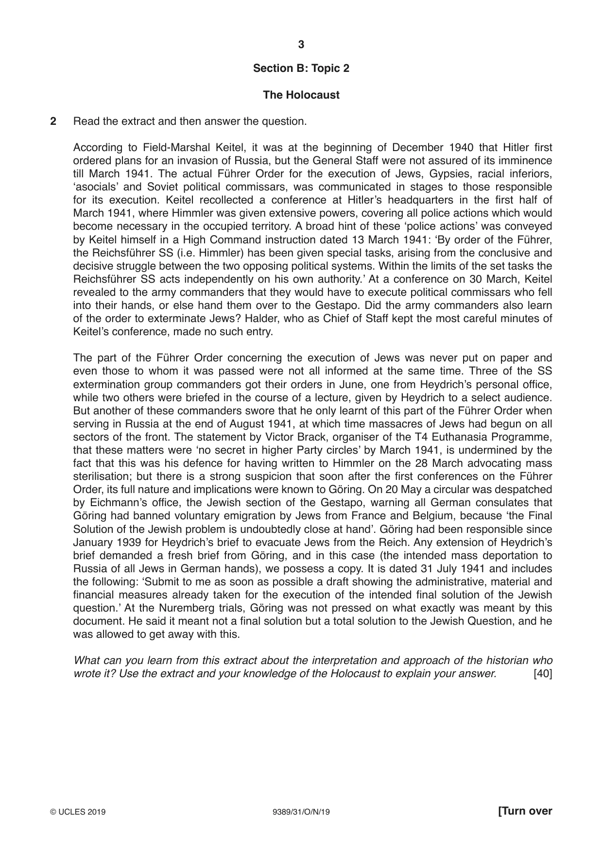 Cambridge A Level History 9389 2019 Oct/Nov Paper 3 · Variant 1 question paper, page 3 of 4
