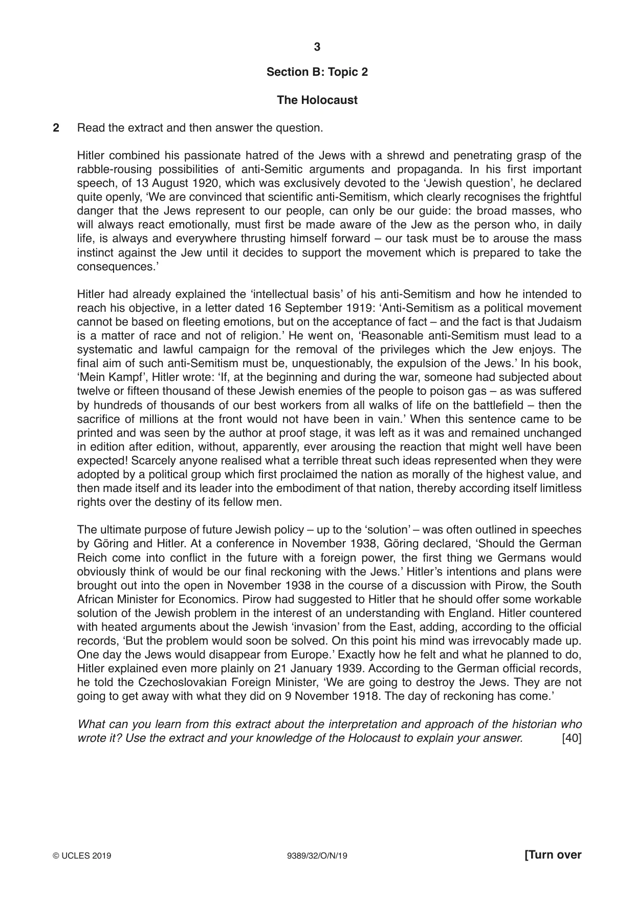 Cambridge A Level History 9389 2019 Oct/Nov Paper 3 · Variant 2 question paper, page 3 of 4