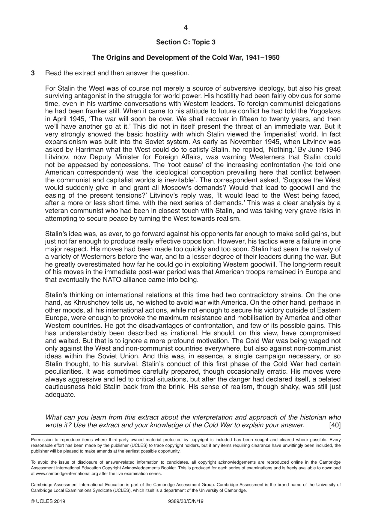 Cambridge A Level History 9389 2019 Oct/Nov Paper 3 · Variant 3 question paper, page 4 of 4
